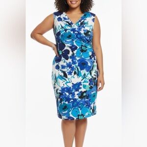 Ralph Lauren Blue and White Floral Midi Dress